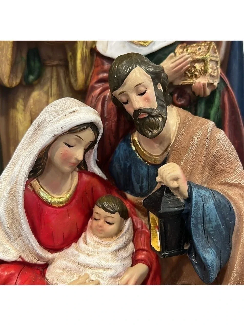 Nativity Holy Family with Wisemen Hand-Painted Polyresin Statue Christmas Decor